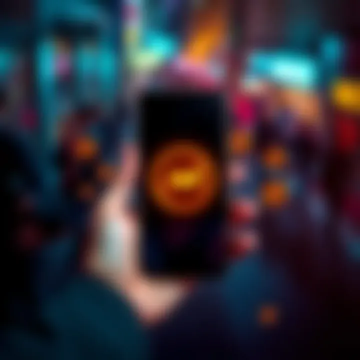 Monero donations concept A person holding a smartphone showing Monero logo with donation icons around it