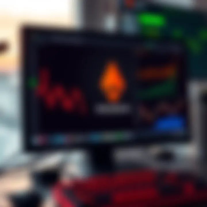 Monero Mining Setup A computer setup with mining software displaying Monero's logo and graphs showing mining statistics