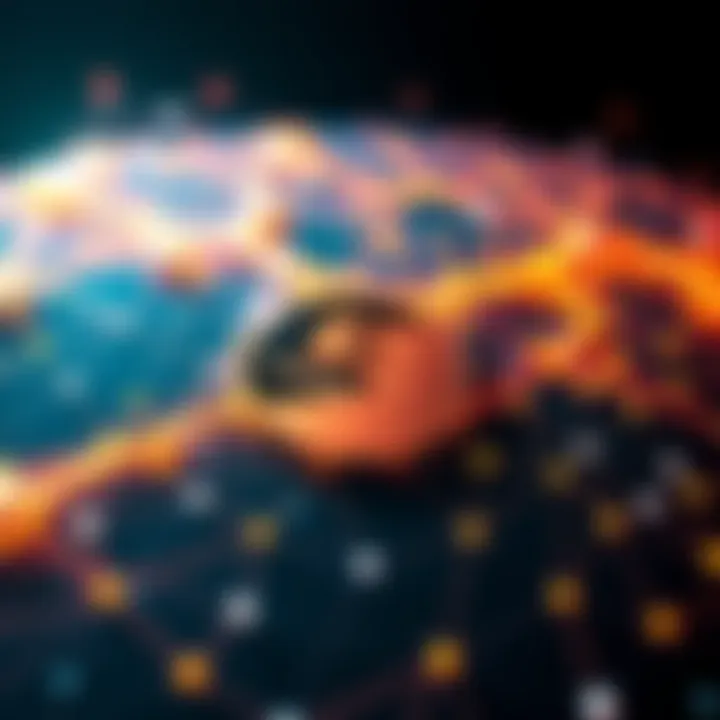 A graphic representation showing nodes and connections in the Monero network, highlighting node concentration and activity patterns.