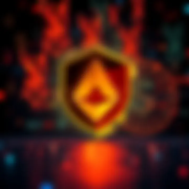 Monero cryptocurrency concept A digital representation of Monero featuring a shield icon symbolizing privacy and untraceable transactions with abstract currency symbols in the background.