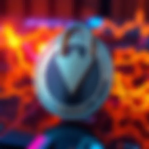 A visual representation of a digital lock overlaid on a Monero coin, symbolizing security risks related to 51% attacks.