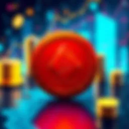 An illustration of Monero logo with symbols of privacy and finance in the background.