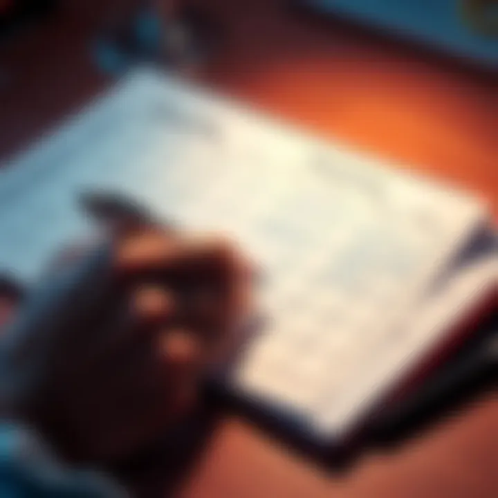 A person sketching a monthly planner with goals and strategies on a notepad.
