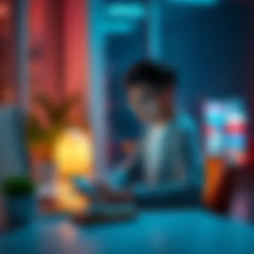 A person sitting at a desk calculating monthly transfers to a cold wallet with a laptop and a smartphone.