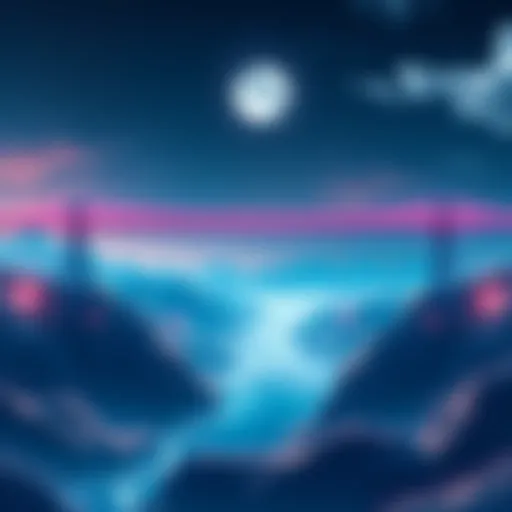 An illustration of a bridge connecting two digital landscapes representing Arbitrum One and Nova, symbolizing interoperability in blockchain networks.