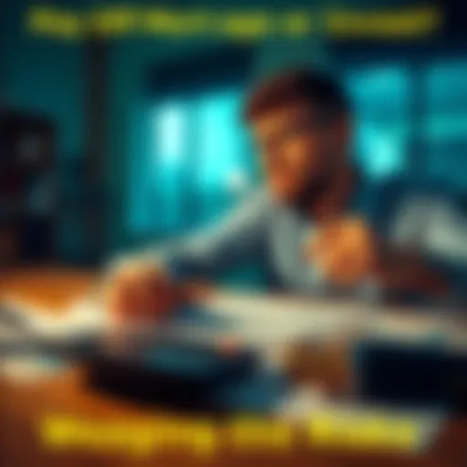 A person contemplating whether to pay off their mortgage or invest, with a calculator and financial documents on the table