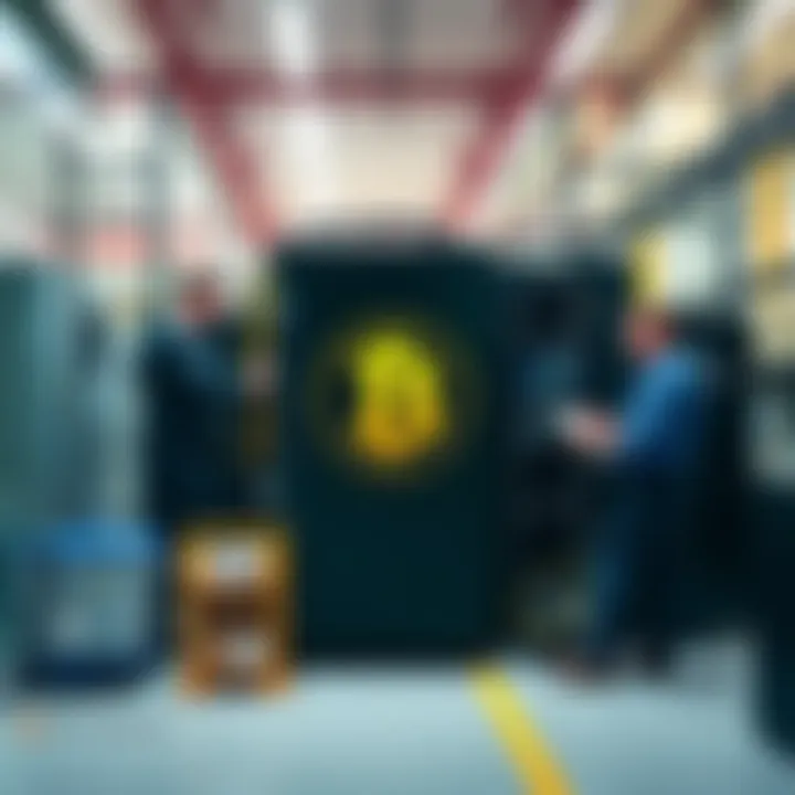 Moss Genomics employees setting up Bitcoin Cash mining equipment in a modern facility