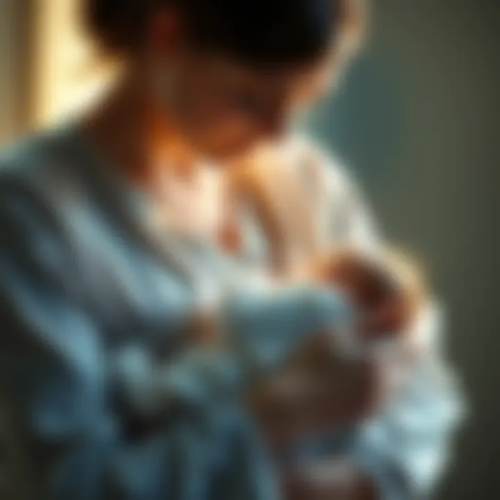 A grieving mother cradles her baby boy, surrounded by soft light and a sense of deep sorrow.