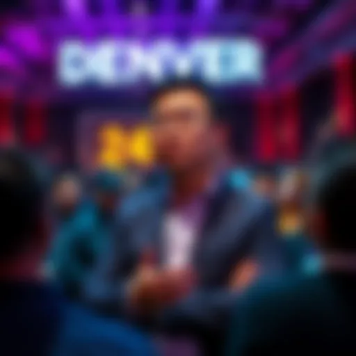 Nenter Chow, CEO of BitMart, speaking at the BUIDL Mansion event surrounded by industry leaders and venture capitalists in Denver