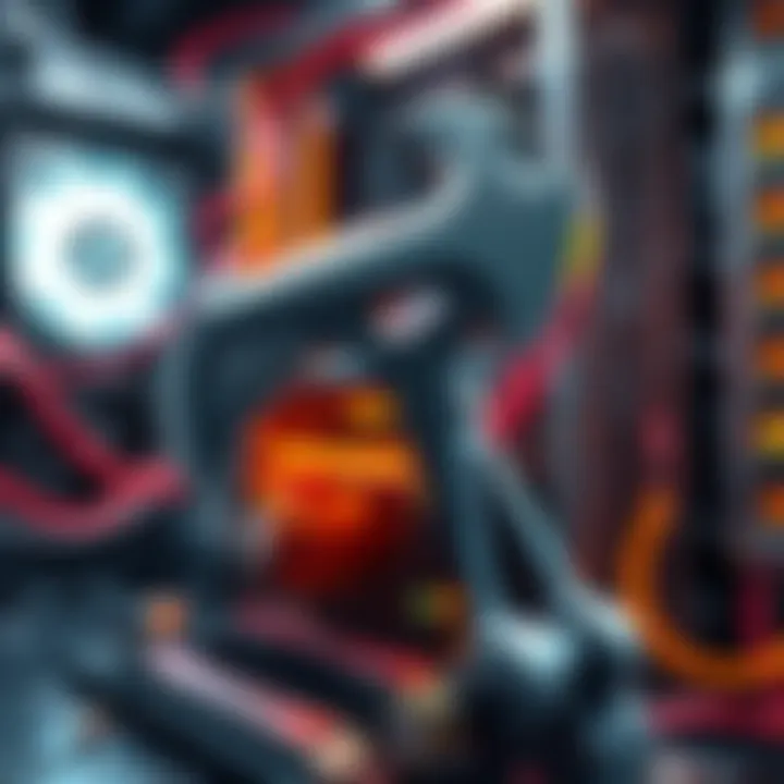 A close-up view of the Nerd Axe microminer showing its design and components, with a background set in a mining environment.