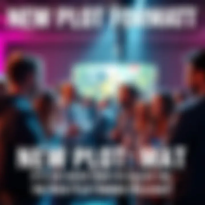 A group of excited people discussing a new plot format release at a community event