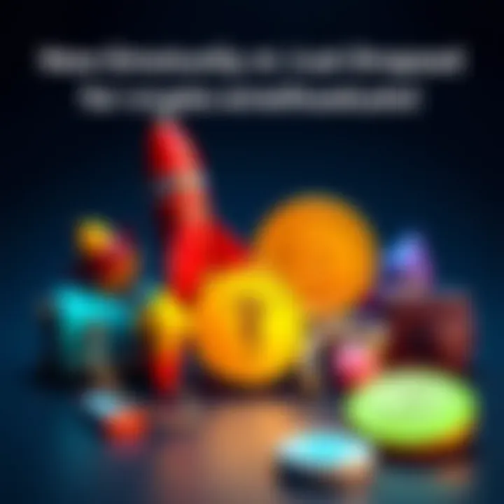 New cryptocurrency emojis Colorful emojis related to cryptocurrency, including a rocket, coin, and wallet, representing the crypto community.