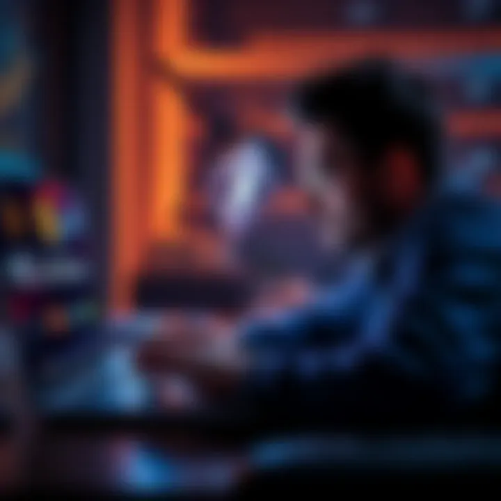 A person studying cryptocurrency coins on a laptop, with Bitcoin, Ethereum, and Cardano logos visible on the screen.