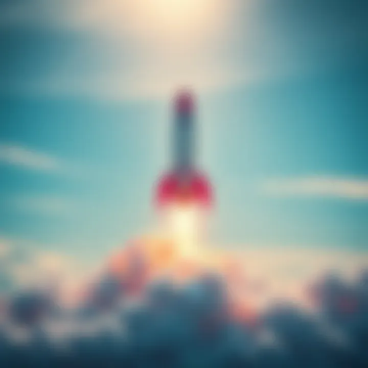 A colorful rocket launching into the sky, symbolizing an exciting new project.