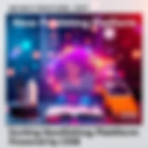 A graphic representation of a new publishing platform with a focus on identity and monetization features, featuring various digital elements symbolizing writing and global access.