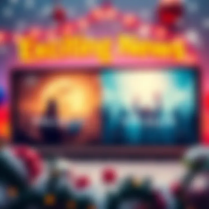 A vibrant graphic showing two new release titles with festive decorations and celebratory elements
