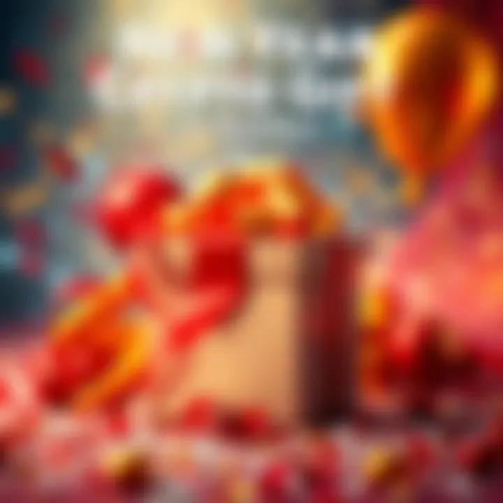 A festive graphic showing a crypto gift box with celebration elements like confetti and balloons, symbolizing the New Year gift offer on BitMart.