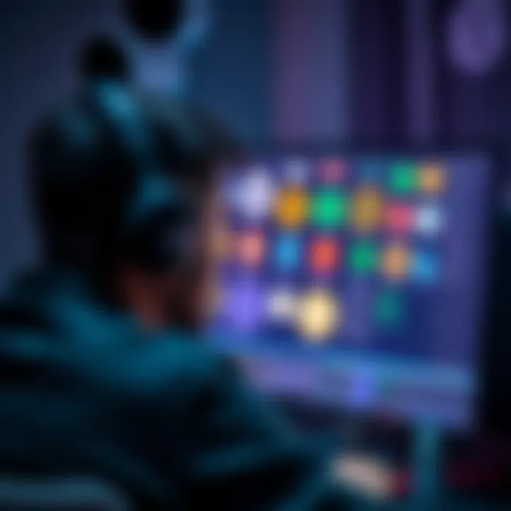 A person looking at a computer screen with various cryptocurrency logos, contemplating a donation
