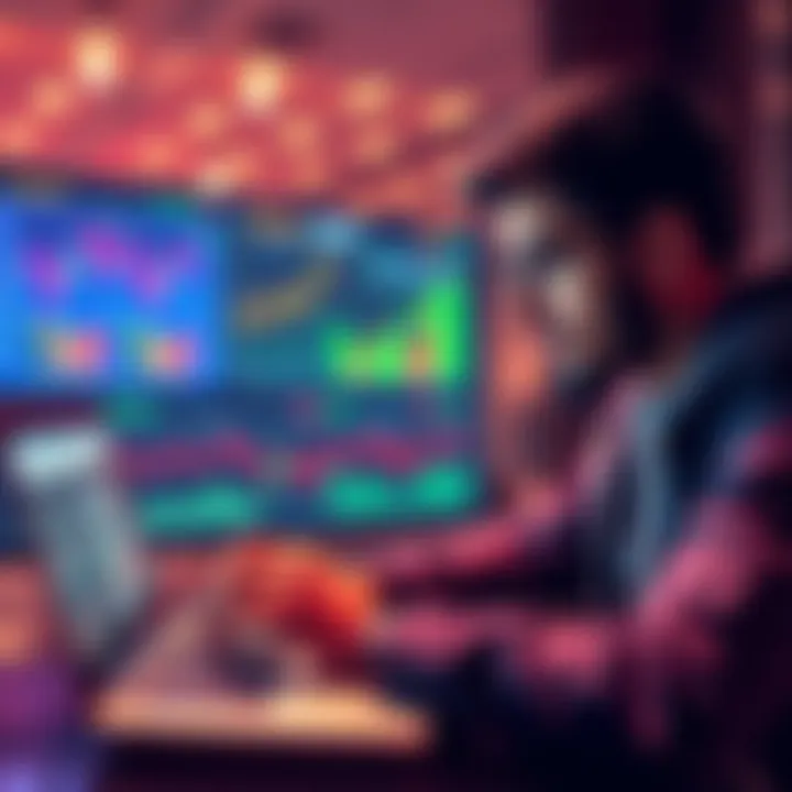 Newcomer Exploring Cryptocurrency A person looking at cryptocurrency charts and resources on a laptop, seeking advice for learning about the crypto market.