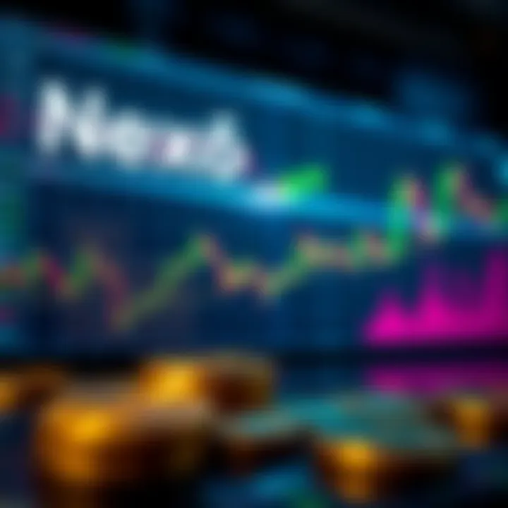 Nexo Bitcoin Purchase Fees A graphic showing Bitcoin and financial charts with a focus on Nexo's fee percentage for purchases