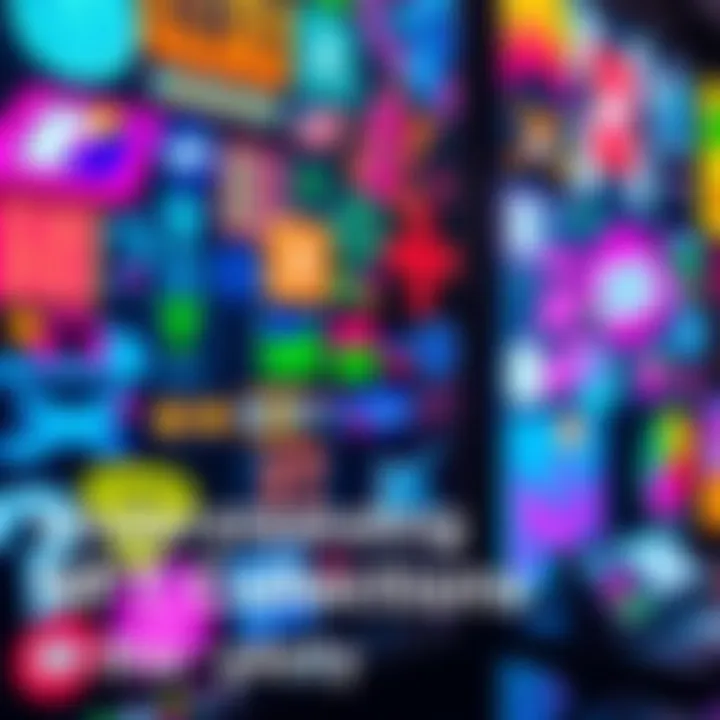 A vibrant array of digital art pieces representing various NFT collections on a screen.