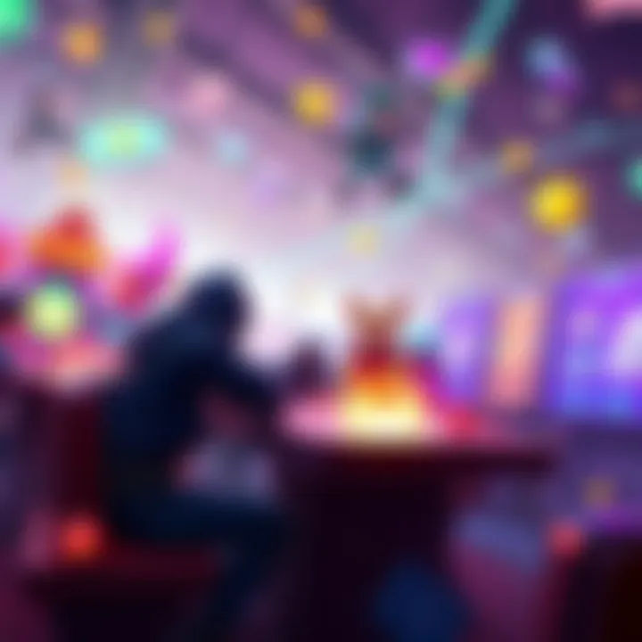 Players engaging in NFT battles in a colorful, digital environment reminiscent of a childhood game