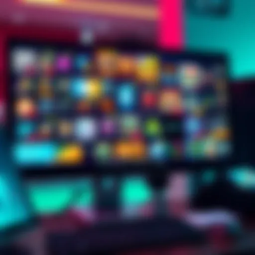 A variety of digital assets displayed on a computer screen, showcasing different NFTs for sale.