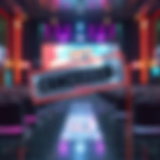 A canceled event sign at a venue with empty chairs and a digital art display