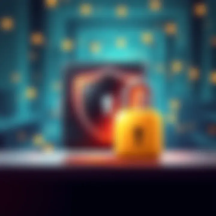 Illustration showing enhanced security features of NOCtura Wallet with a shield symbol and a locked padlock.