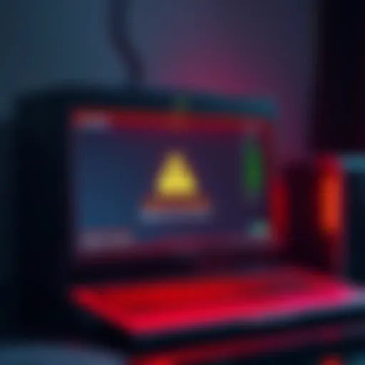 A North Korean computer displaying warning signs of malware infection, linked to a hack investigation.