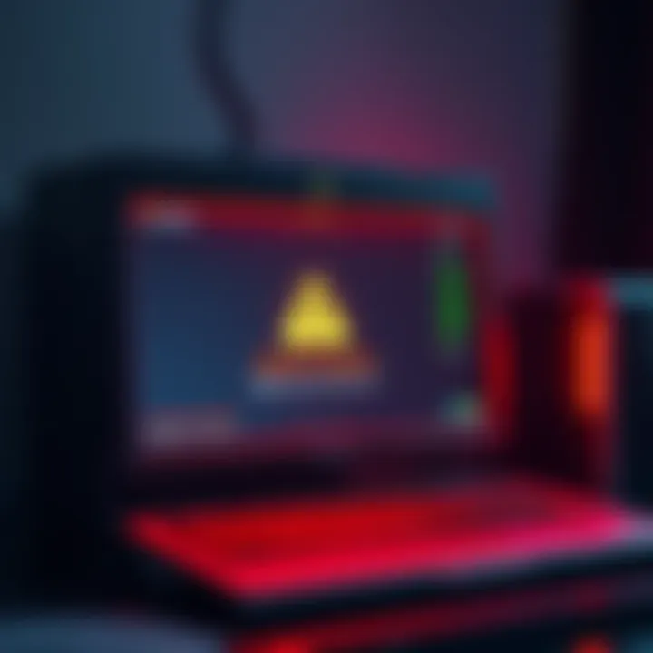 A North Korean computer displaying warning signs of malware infection, linked to a hack investigation.