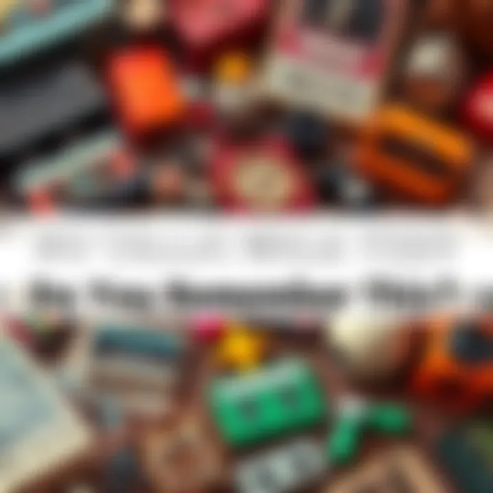 A collage of vintage items like cassette tapes, old photographs, and classic toys representing cherished memories.