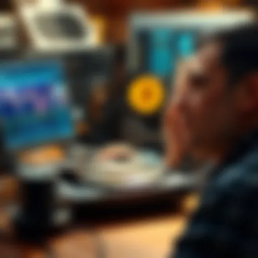 A couple examines an old hard drive with computer mining software displayed on a screen, discussing Bitcoin recovery.