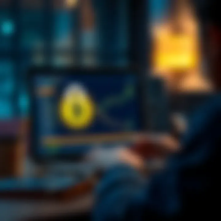 A laptop screen showing a locked Bitcoin wallet interface with a person looking confused at it