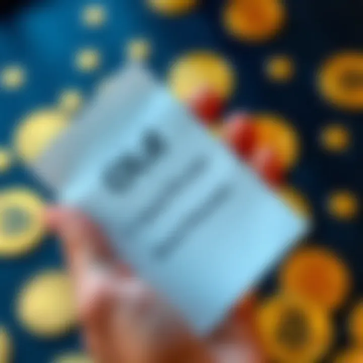 A close-up of a hand holding a note with a twelve-word seed phrase written on it, surrounded by Bitcoin symbols.