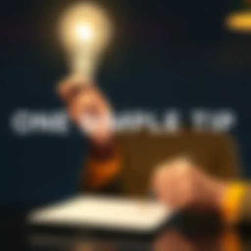 A person holding a light bulb above their head, symbolizing a bright idea or a helpful suggestion, with a notepad nearby.