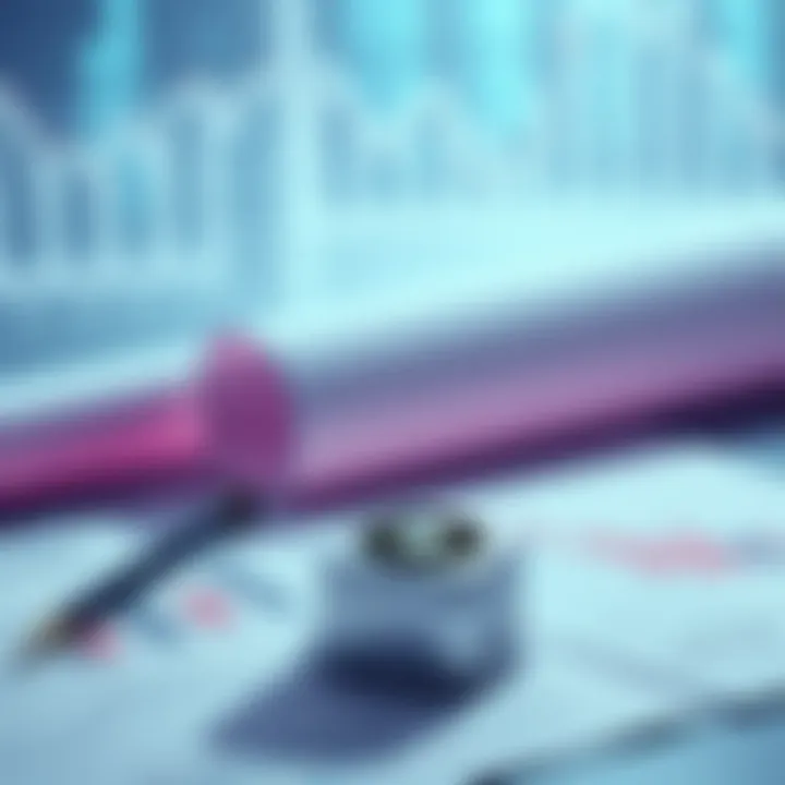 An illustration showing financial documents and charts indicating a liquidation process in a calm market environment