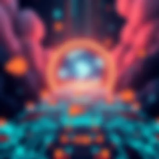 Illustration showing oracles bridging blockchain technology and real-world data, with smart contracts highlighted.