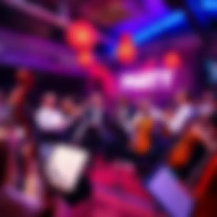 A lively gathering of musicians playing various instruments at a party setting