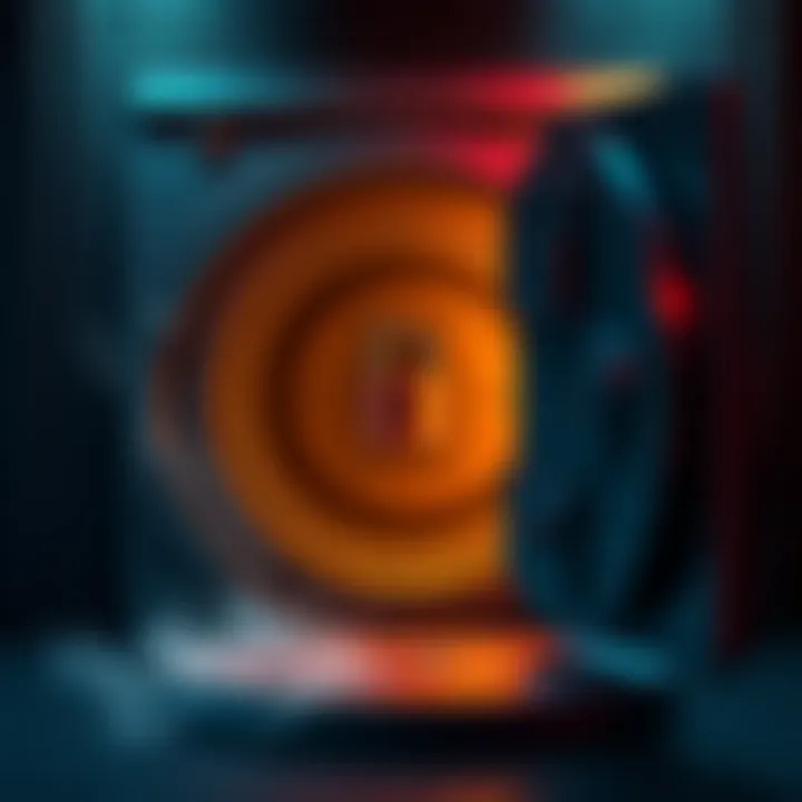 A visual representation of DeFi lending with a locked vault symbolizing over-collateralization, showing wasted capital and barriers for smaller borrowers.