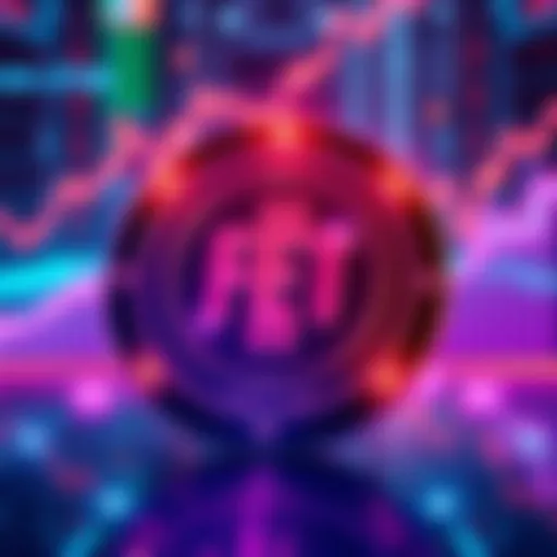 A graphic showing the FET cryptocurrency symbol with a backdrop of AI technology and charts indicating potential growth.