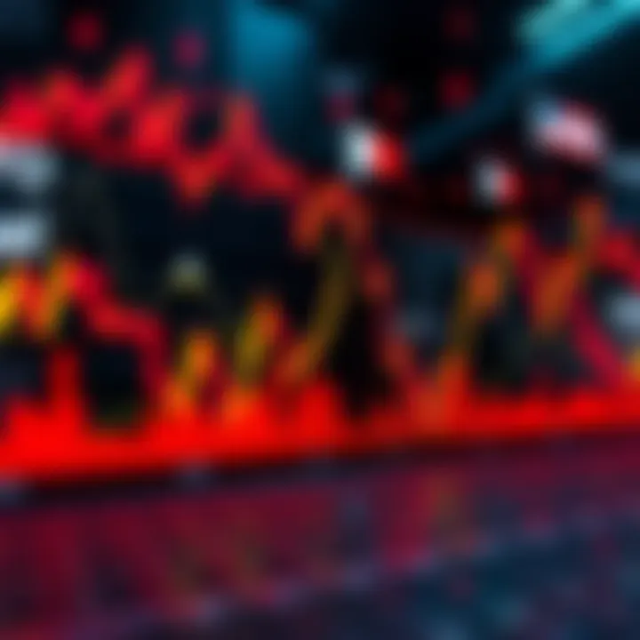 A graph showing a sharp decline in cryptocurrency prices with election-related symbols in the background