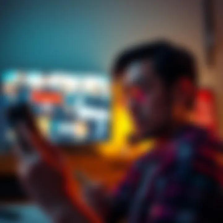 A person looking frustrated at a streaming error message on their Smart TV remote and mobile phone, indicating connectivity problems with Paramount+