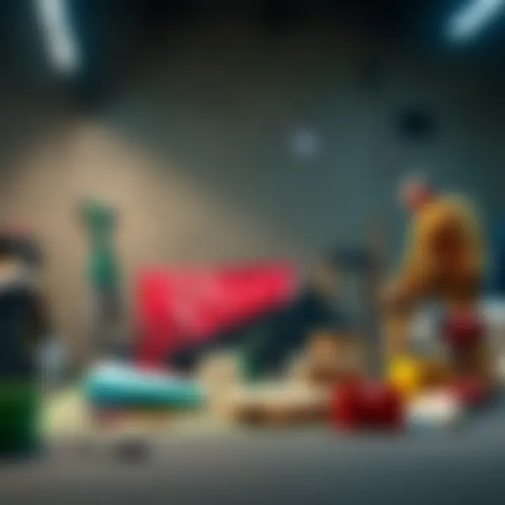 A step-by-step guide showing a person organizing and renovating parcels with tools and materials.