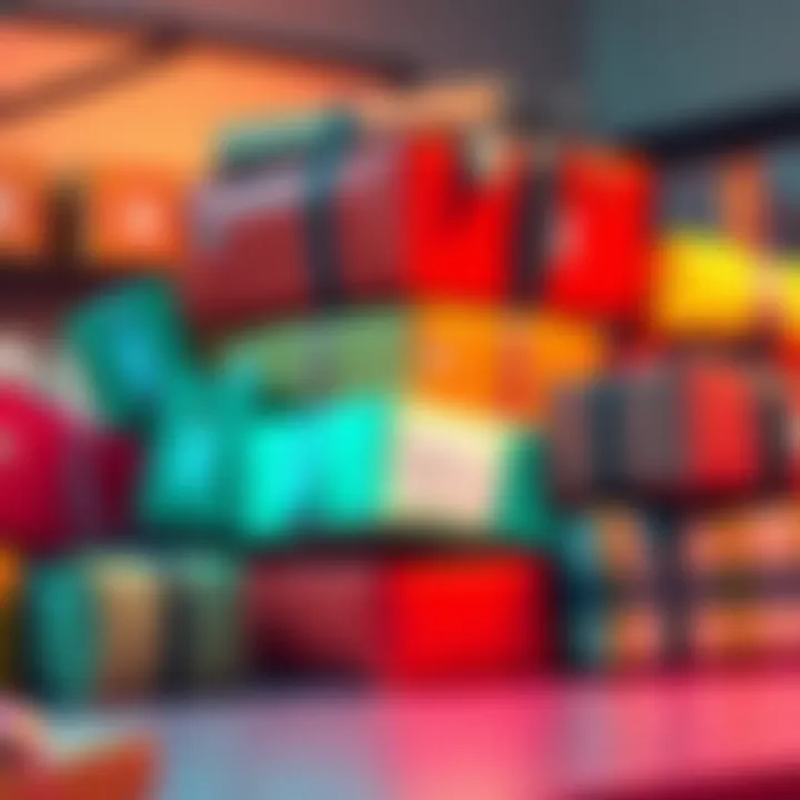 A stack of colorful parcels ready for delivery, showcasing various unique items and treats inside, creating a sense of excitement in the community.