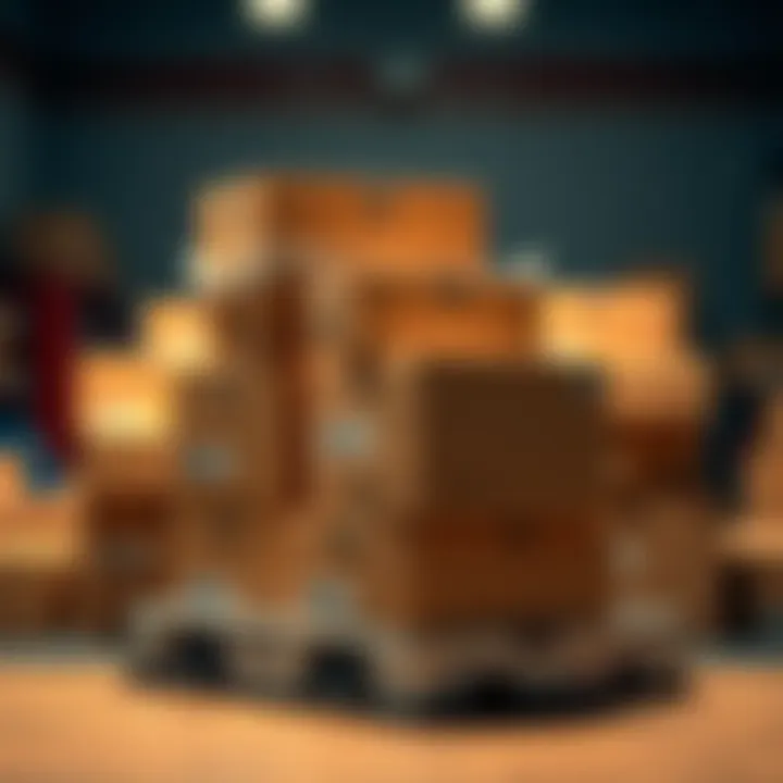 A stack of parcel boxes ready for delivery on a table, illustrating goals for daily and weekly targets in parcel handling.