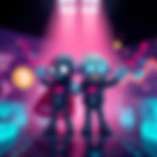 Two digital characters representing Ħ Dead Pixels and $GIB celebrate their partnership, surrounded by NFT graphics and charts showing growth.