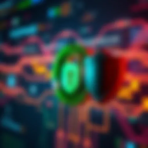 A visual representation of a strong passphrase with security symbols like a lock and shield, illustrating digital protection.