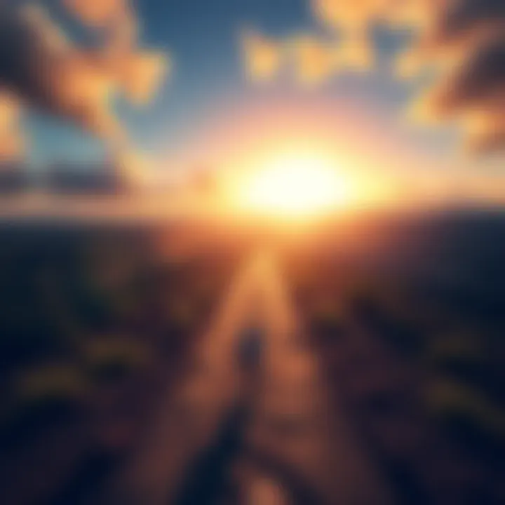 A person standing at a crossroads, looking ahead with determination towards a bright horizon, symbolizing self-discovery and personal growth.