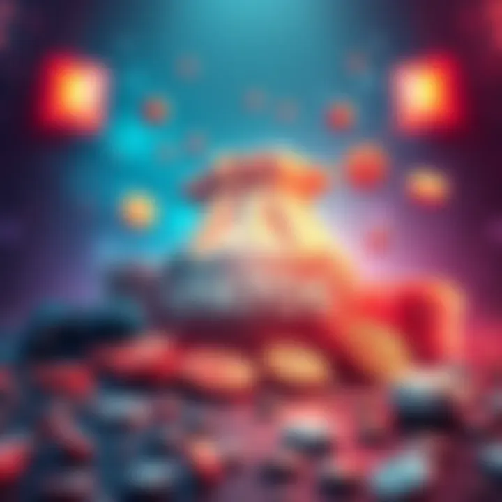 Visual representation of $PATOS Meme Coin with tokens and gaming elements, symbolizing growth and engagement in the crypto market.